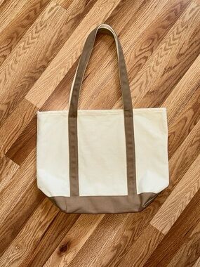 Canvas Tote Bag with Taupe Trim - Neutral Women’s Tote